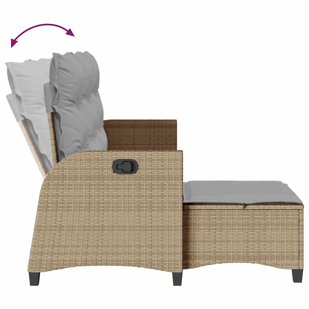 3-tlg. Garten-Sofagarnitur mit Kissen L-Form Beige Poly Rattan
